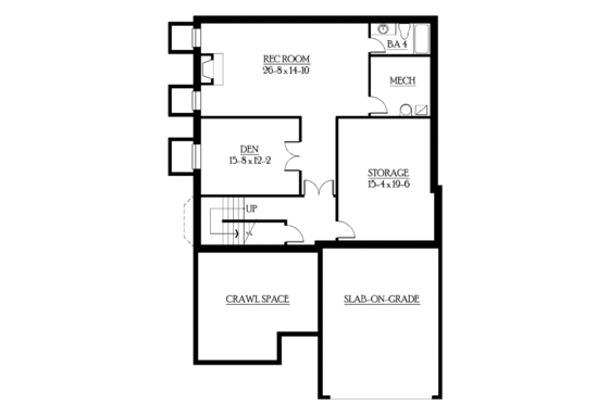 Floor Plan - Lower Floor for Craftsman House Plan #132-445 - 4 bed, 4.5 bath