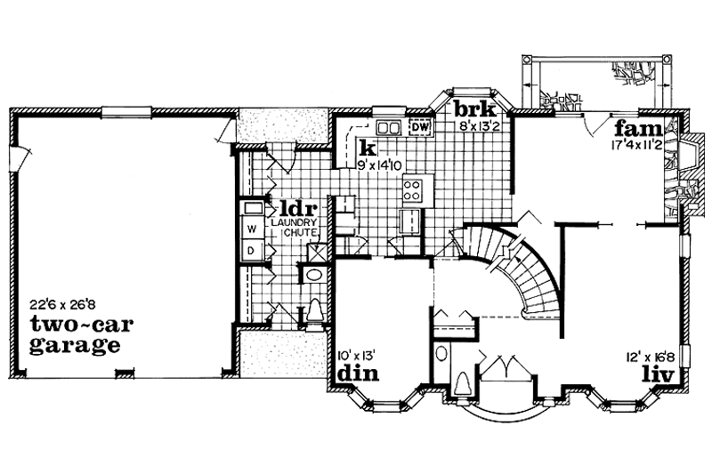 House Design - Floor Plan - Main Floor for Colonial House Plan #47-681 - 4 bed, 2.5 bath
