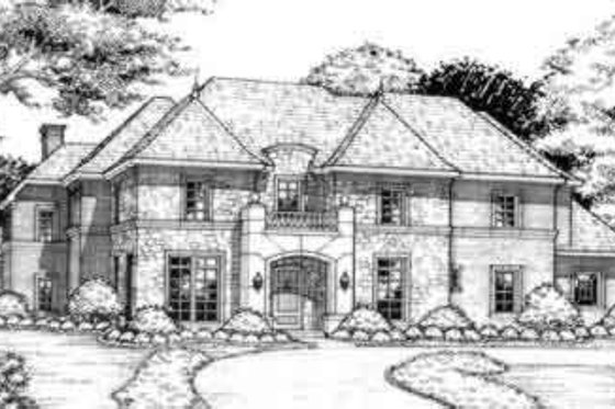 Exterior - Front Elevation for European House Plan #141-167 - 5 bed, 4.5 bath