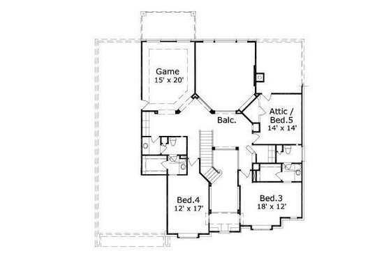 Floor Plan - Upper Floor for European House Plan #411-534 - 5 bed, 4.5 bath