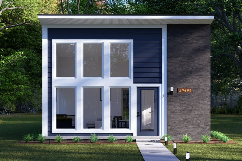 House Blueprint - Exterior - Front Elevation 3 for Modern House Plan #513-2284 - 2 bed, 1 bath