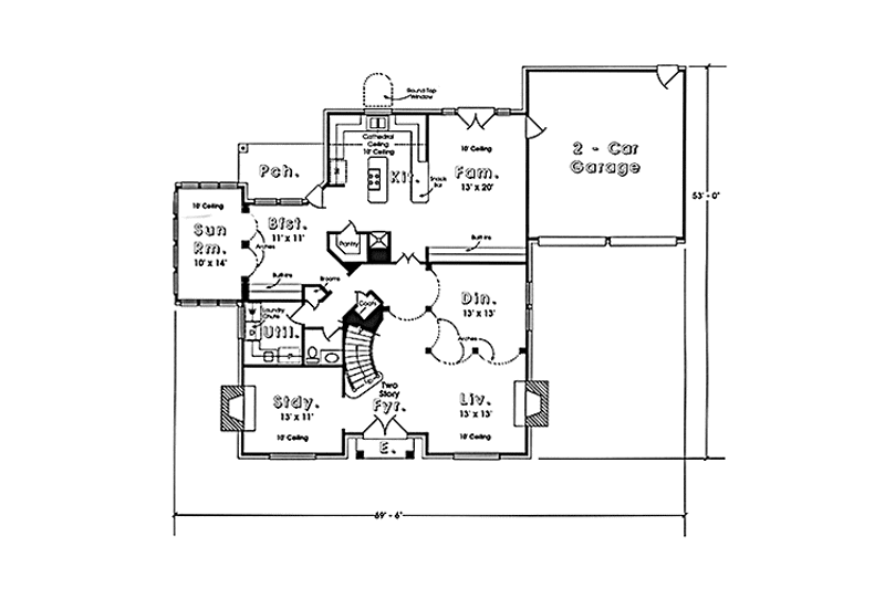 Dream House Plan - Floor Plan - Main Floor for European House Plan #974-25 - 4 bed, 3.5 bath