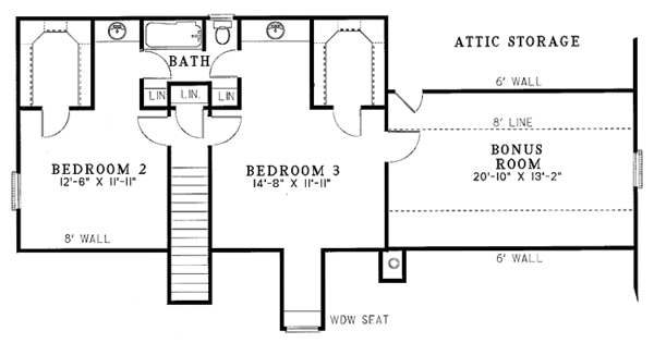 Dream House Plan - Traditional Floor Plan - Upper Floor Plan #17-3260
