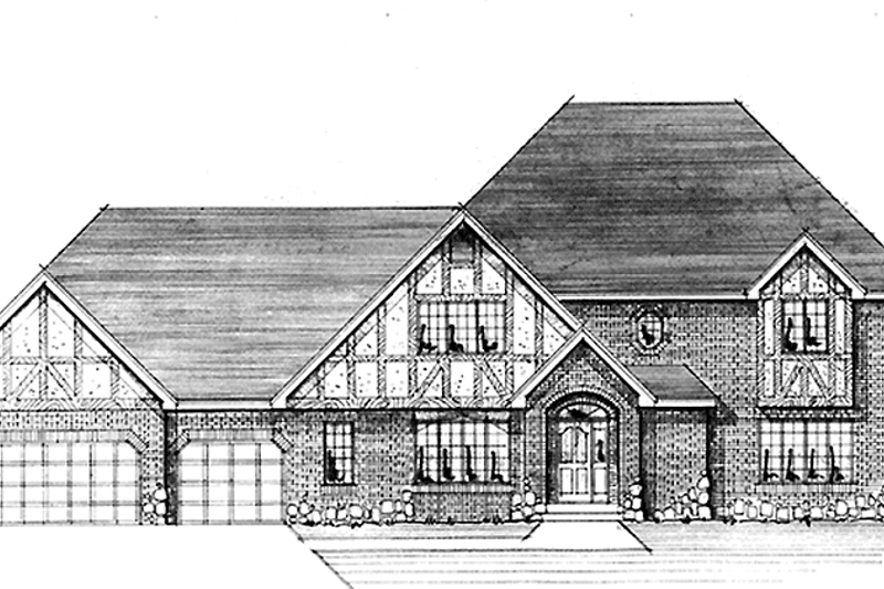 Architectural House Design - Tudor Exterior - Front Elevation Plan #51-936