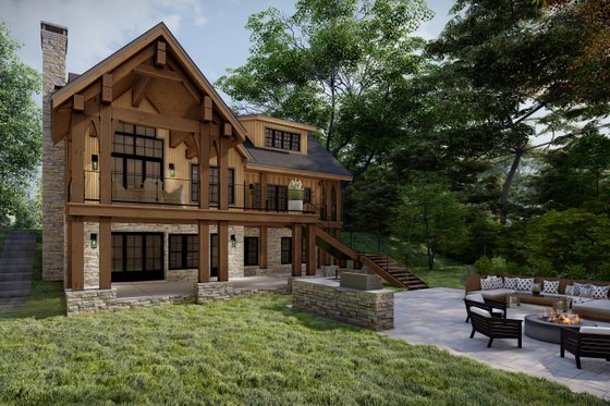 Exterior - Rear Elevation 3 for Cabin House Plan #1094-18 - 3 bed, 2.5 bath