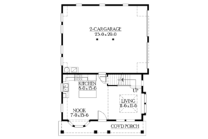 Floor Plan - Main Floor for Craftsman House Plan #132-281 - 2 bed, 2 bath