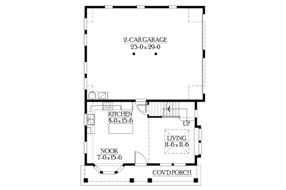 Floor Plan - Main Floor for Craftsman House Plan #132-281 - 2 bed, 2 bath