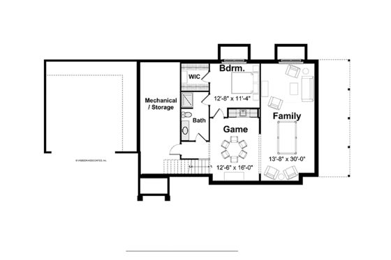 Floor Plan - Lower Floor for Craftsman House Plan #928-196 - 2 bed, 2.5 bath