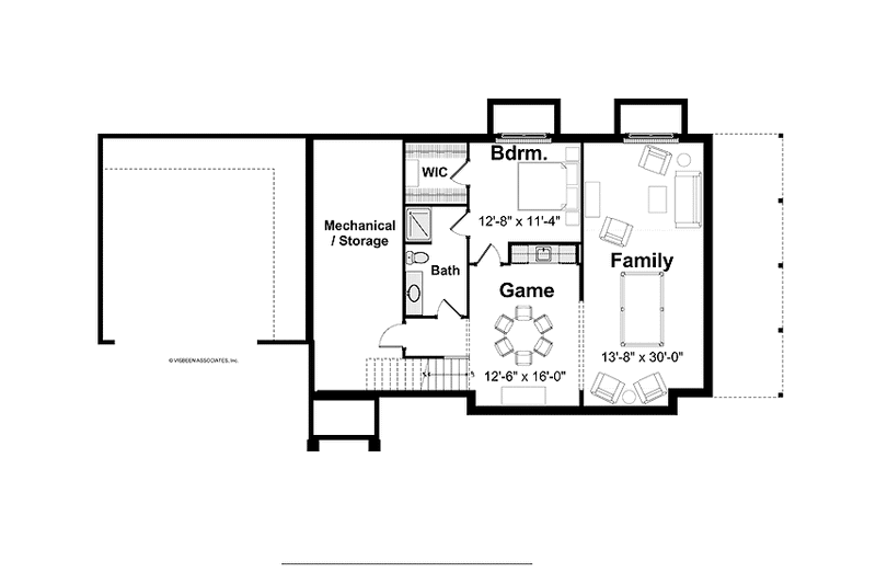 House Blueprint - Floor Plan - Lower Floor for Craftsman House Plan #928-196 - 2 bed, 2.5 bath