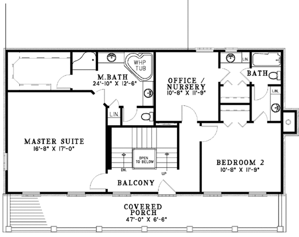 House Blueprint - Classical Floor Plan - Upper Floor Plan #17-3135