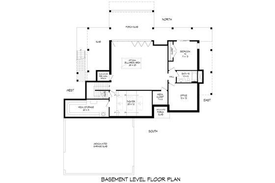 Floor Plan - Lower Floor for Contemporary House Plan #932-1273 - 4 bed, 3 bath