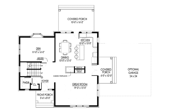 Floor Plan - Main Floor for Traditional House Plan #1042-10 - 3 bed, 2.5 bath