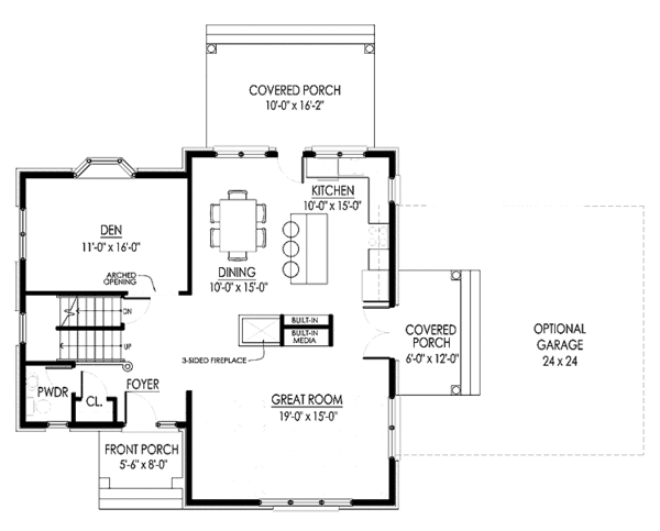 House Blueprint - Traditional Floor Plan - Main Floor Plan #1042-10