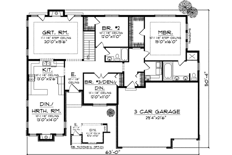 Home Plan - Floor Plan - Main Floor for European House Plan #70-707 - 3 bed, 2 bath