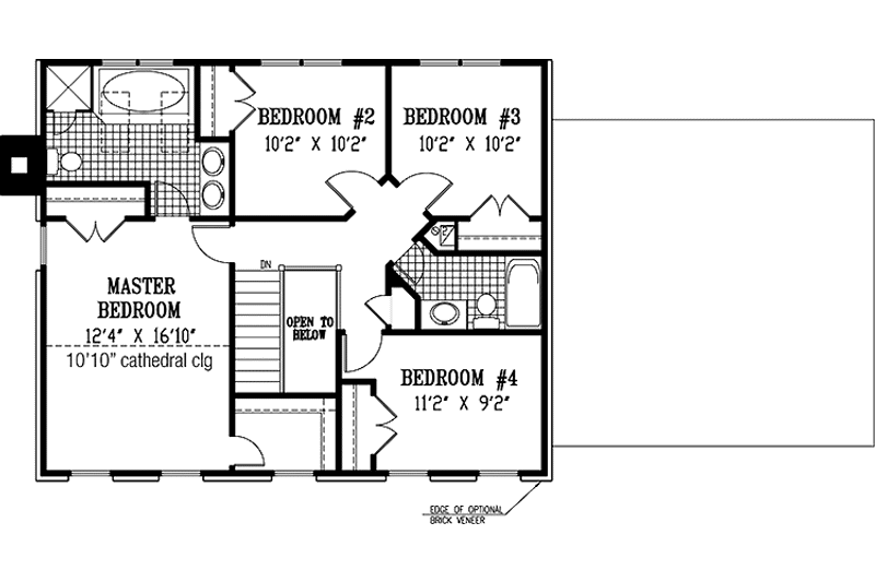 Home Plan - Floor Plan - Upper Floor for Classical House Plan #953-1 - 4 bed, 2.5 bath