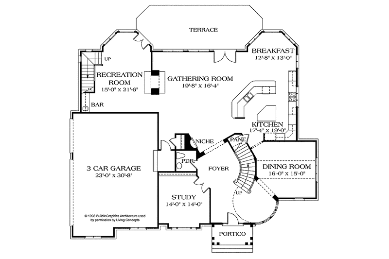 House Blueprint - Floor Plan - Main Floor for Country House Plan #453-234 - 4 bed, 3.5 bath