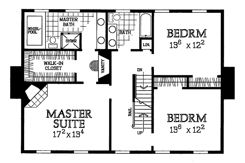 Dream House Plan - Floor Plan - Upper Floor for Country House Plan #72-974 - 3 bed, 2.5 bath