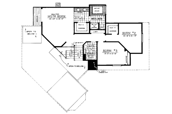 Floor Plan - Upper Floor for Traditional House Plan #303-434 - 4 bed, 3.5 bath