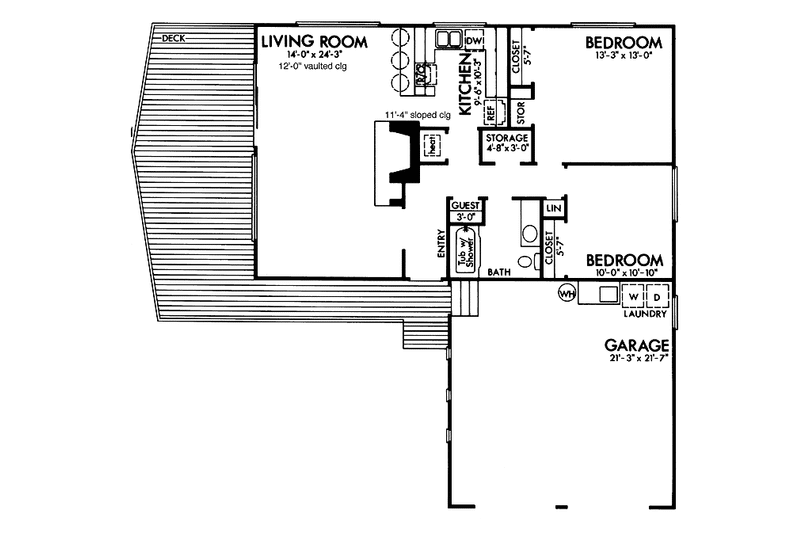 Dream House Plan - Floor Plan - Main Floor for Contemporary House Plan #320-804 - 2 bed, 1 bath