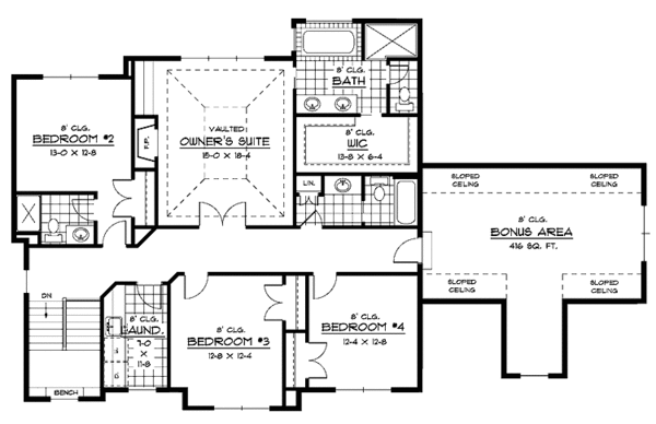 Home Plan - Traditional Floor Plan - Upper Floor Plan #51-671
