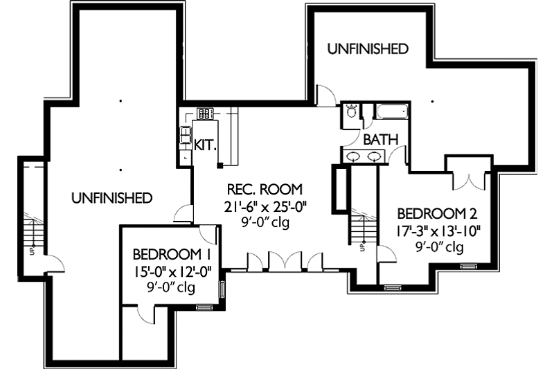 House Blueprint - Floor Plan - Lower Floor for Country House Plan #965-1 - 4 bed, 3.5 bath