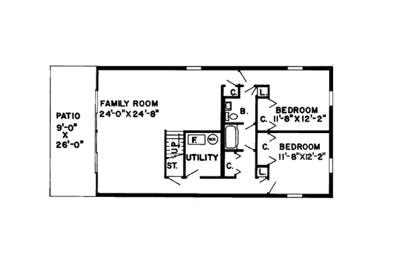 Floor Plan - Lower Floor for Bungalow House Plan #312-762 - 4 bed, 2.5 bath