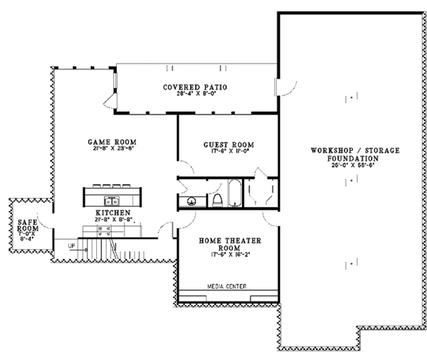 Architectural House Design - Country Floor Plan - Lower Floor Plan #17-3136