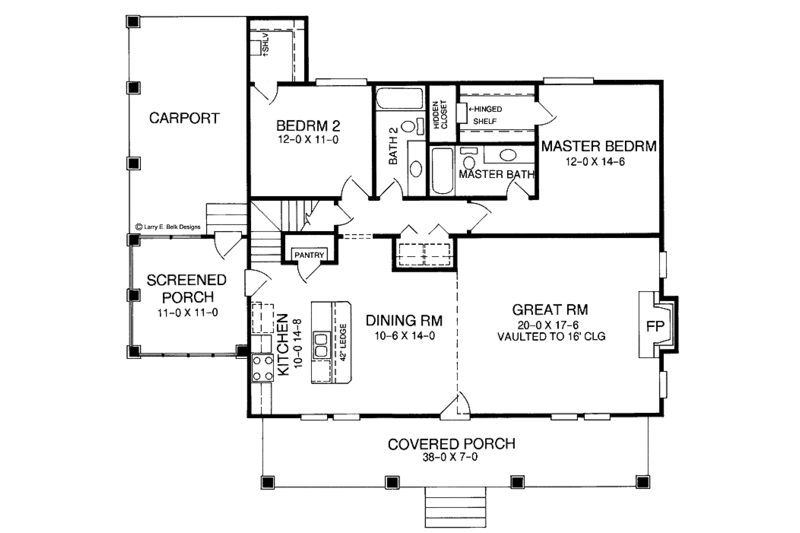 Home Plan - Floor Plan - Main Floor for Craftsman House Plan #952-245 - 2 bed, 2 bath