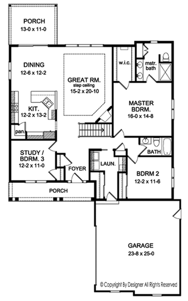 House Design - Ranch Floor Plan - Main Floor Plan #1010-144