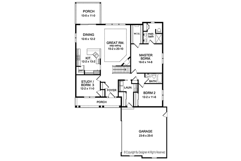 House Plan Design - Floor Plan - Main Floor for Ranch House Plan #1010-144 - 3 bed, 2 bath