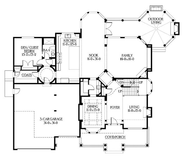 Architectural House Design - Craftsman Floor Plan - Main Floor Plan #132-503