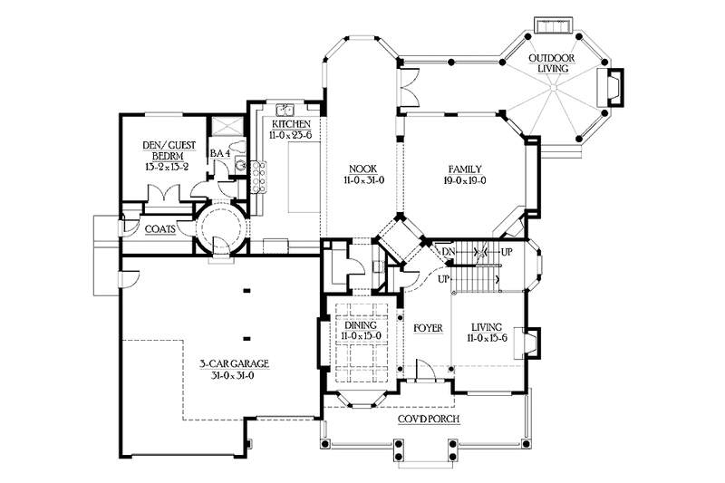 Home Plan - Floor Plan - Main Floor for Craftsman House Plan #132-503 - 6 bed, 5 bath