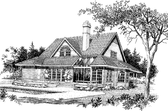 Exterior - Rear Elevation for Country House Plan #929-80 - 3 bed, 2.5 bath