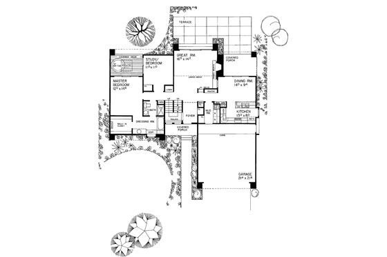 Floor Plan - Main Floor for Contemporary House Plan #72-743 - 2 bed, 2 bath
