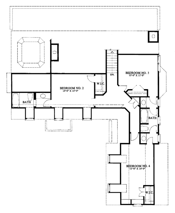 Architectural House Design - Colonial Floor Plan - Upper Floor Plan #429-64