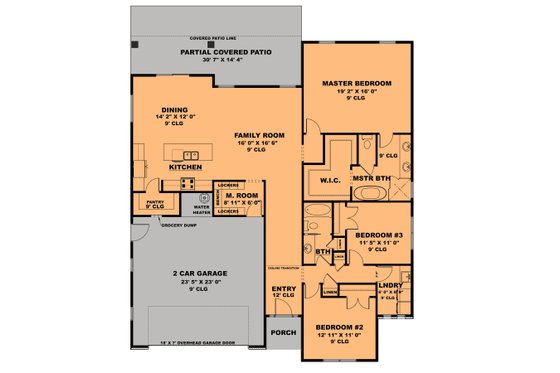 Floor Plan - Main Floor for Contemporary House Plan #1111-22 - 3 bed, 2 bath