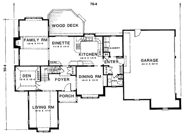 Dream House Plan - Traditional Floor Plan - Main Floor Plan #1001-130