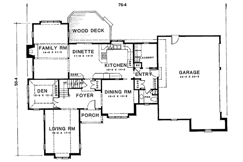 Home Plan - Floor Plan - Main Floor for Traditional House Plan #1001-130 - 3 bed, 2.5 bath