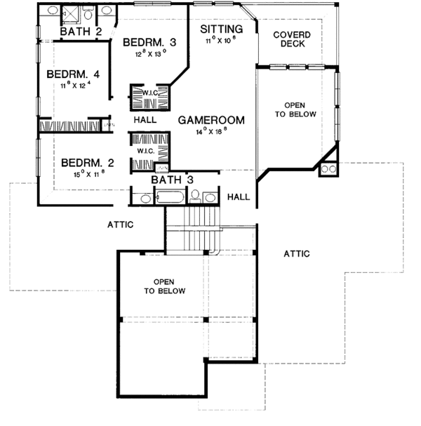 House Blueprint - Traditional Floor Plan - Upper Floor Plan #472-225