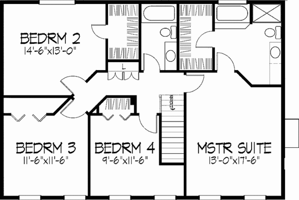 House Plan Design - Colonial Floor Plan - Upper Floor Plan #51-813
