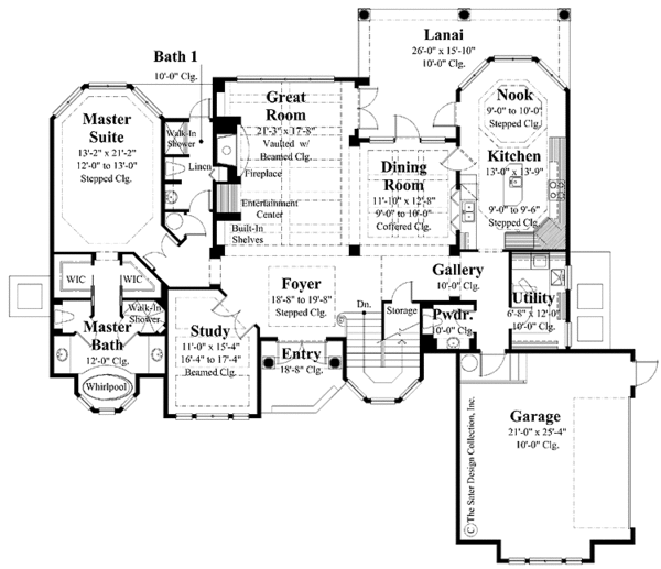 Architectural House Design - Mediterranean Floor Plan - Main Floor Plan #930-297
