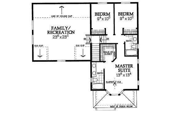 Floor Plan - Upper Floor for Country House Plan #72-1114 - 3 bed, 2.5 bath