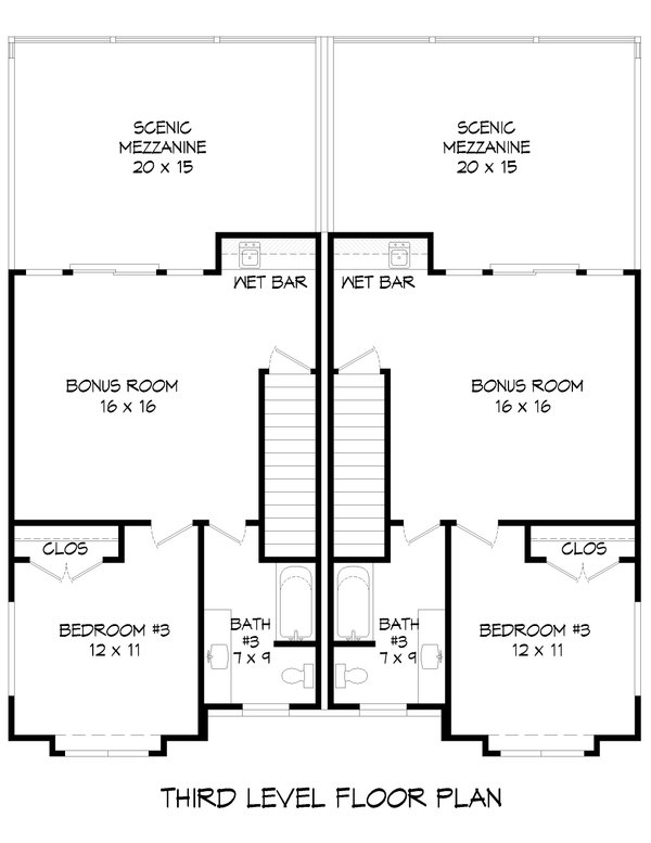 House Plan Design - Floor Plan - Upper Floor 1 for Contemporary House Plan #932-1428 - 8 bed, 8 bath