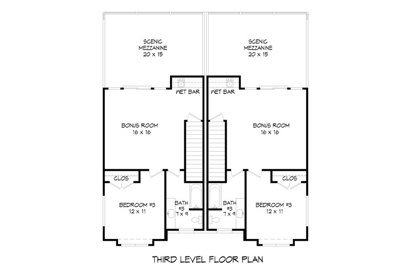 House Plan Design - Floor Plan - Upper Floor 1 for Contemporary House Plan #932-1428 - 8 bed, 8 bath