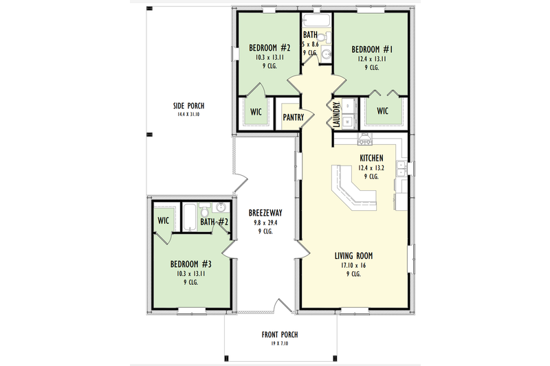 Architectural House Design - Floor Plan - Main Floor for Barndominium House Plan #1092-61 - 3 bed, 2 bath
