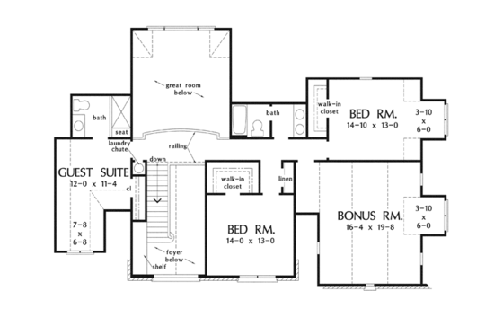 Floor Plan - Upper Floor for European House Plan #929-915 - 4 bed, 3.5 bath