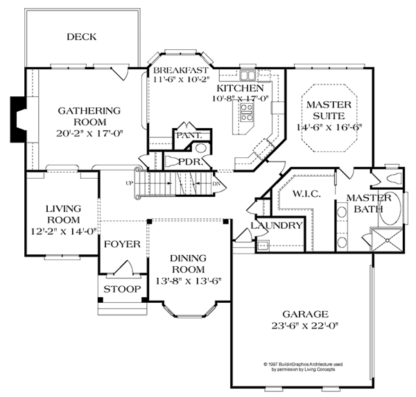 Architectural House Design - Colonial Floor Plan - Main Floor Plan #453-223