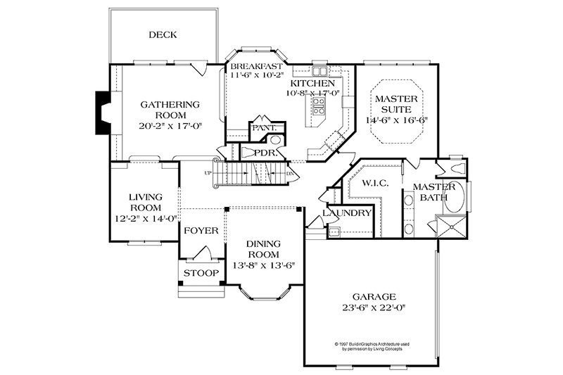 Home Plan - Floor Plan - Main Floor for Colonial House Plan #453-223 - 5 bed, 4.5 bath