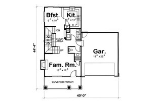 Floor Plan - Main Floor for Craftsman House Plan #20-1217 - 3 bed, 2.5 bath