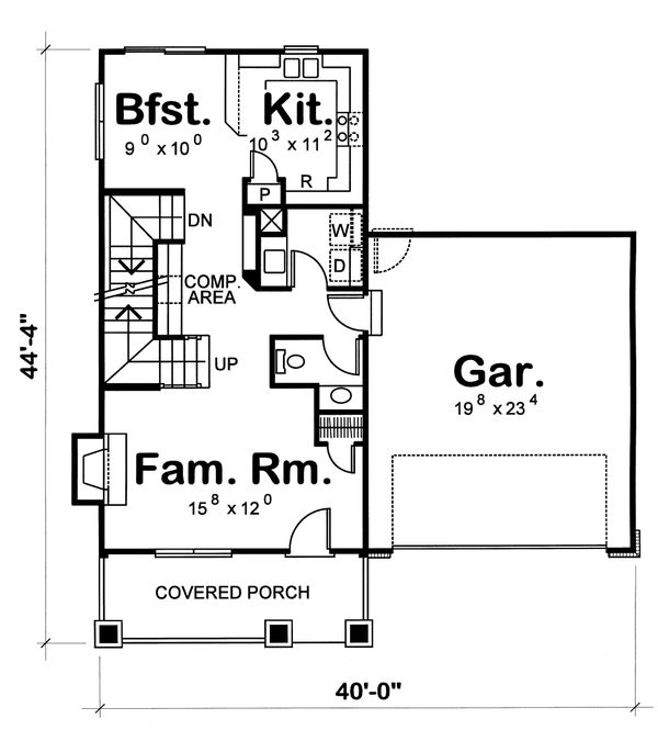 Craftsman Floor Plan - Main Floor Plan #20-1217